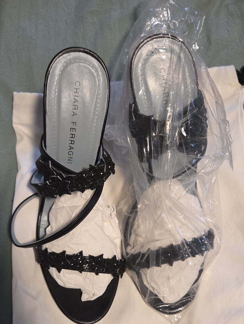 Chiara Ferragni Black Star-Trim Sandals